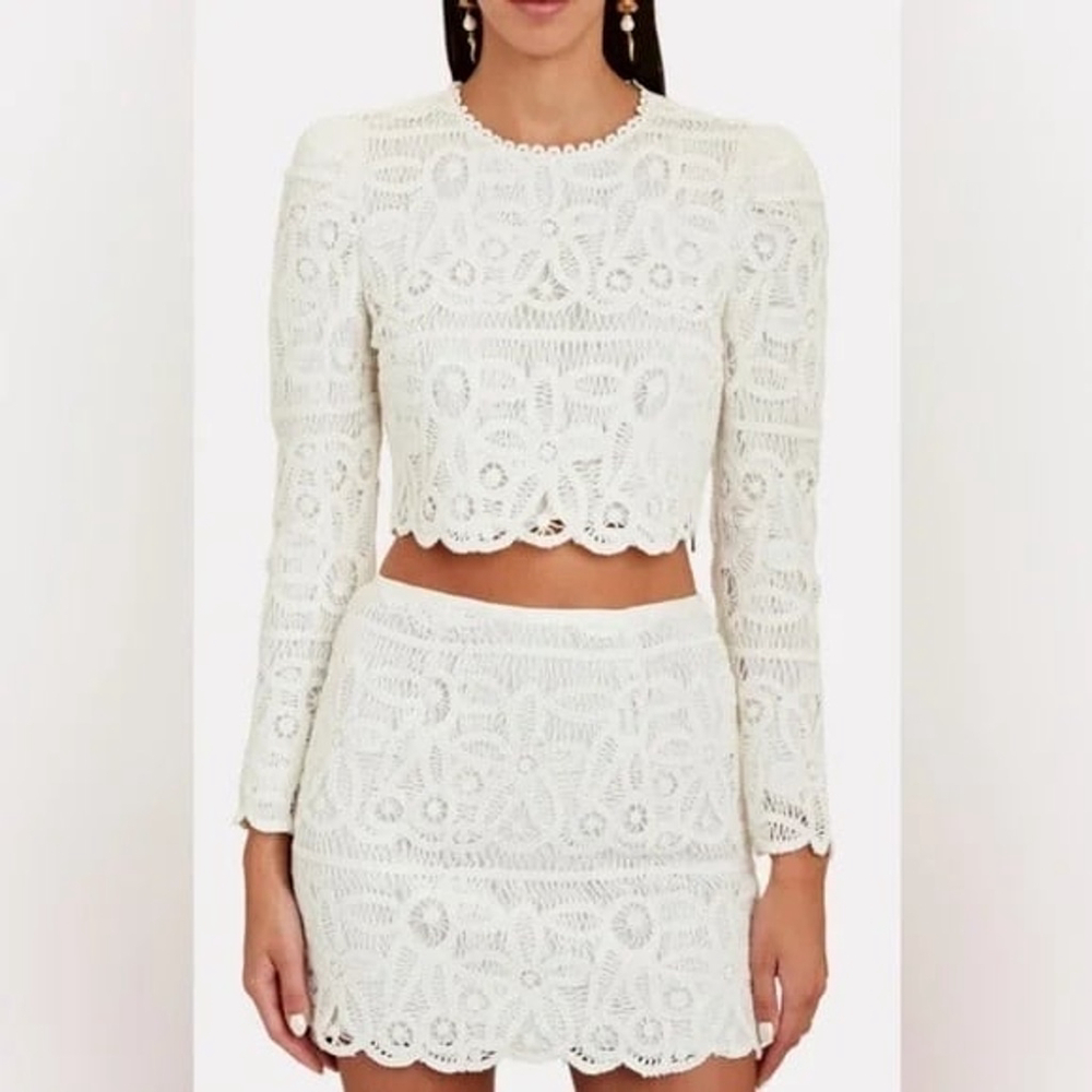 Anthropologie Saylor White Lace Bernie Top and Skirt Set - Picture 3 of 11